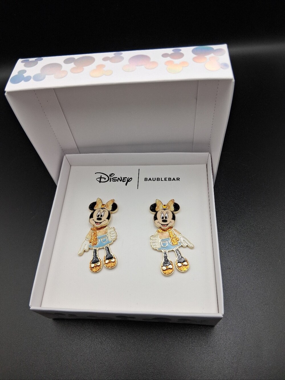 Disney X Baublebar MINNIE MOUSE GETTING COFFEE EARRINGS NEW NWT
